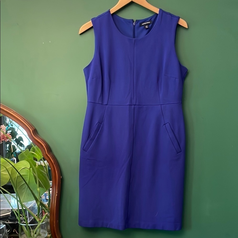 Lands' End Vibrant Blue Sheath Dress with Pockets Womens 12P Petite